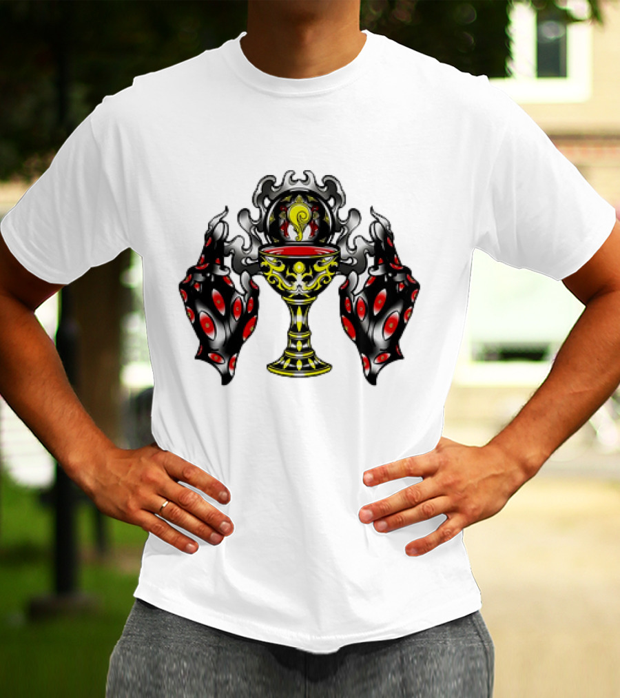 Chalice Hands Classic Red And Black Flame T-Shirt