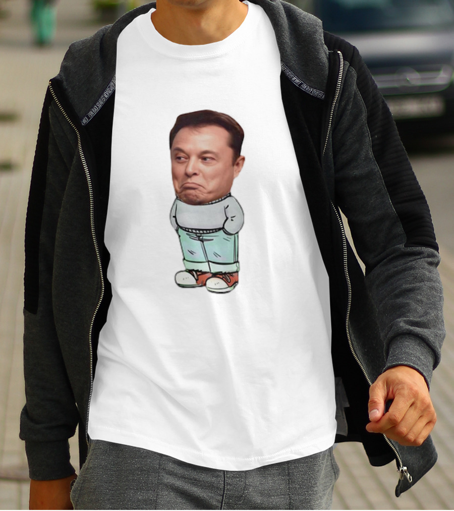 Elon Musk Cartoon Character Chill Guy With Dog Attire T-Shirt