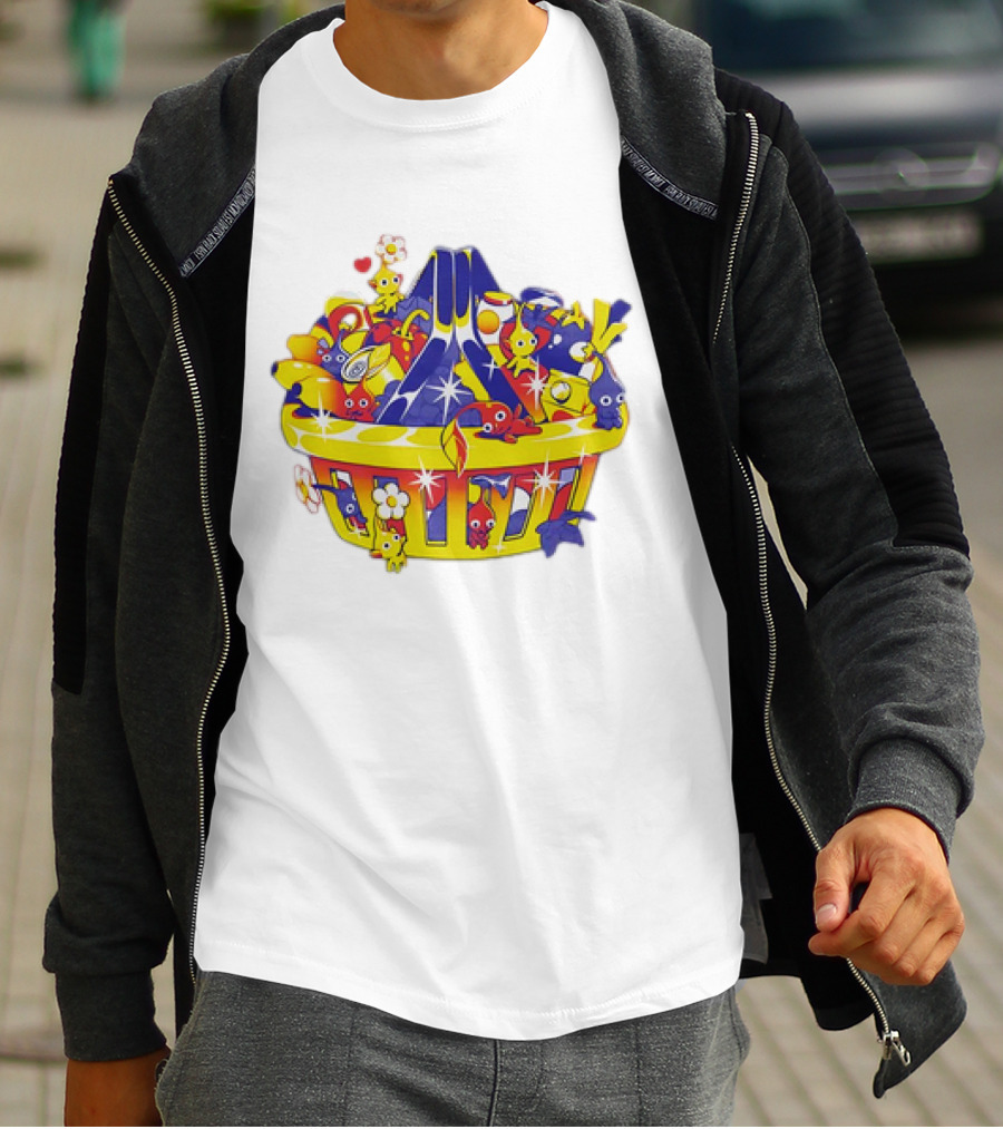 Pikmin Basket Overflowing With Colorful Creatures And Hearts T-Shirt