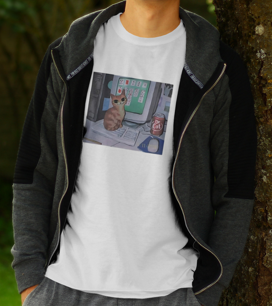 Cat Kelly Pringle Dr Cat Computer Solitaire T-Shirt