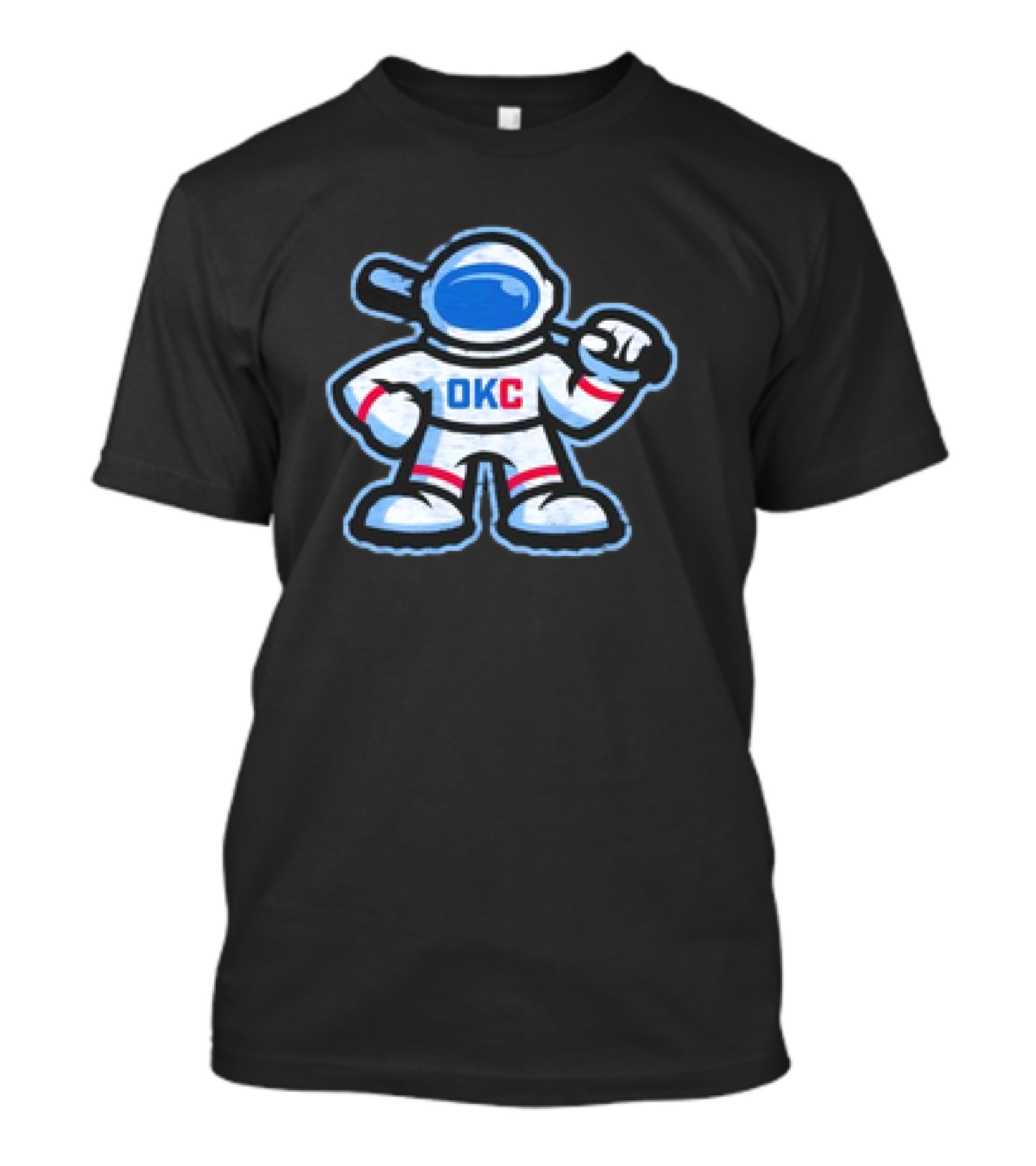 OKC Comets Astronaut Baseball Mascot With Bat T-Shirt