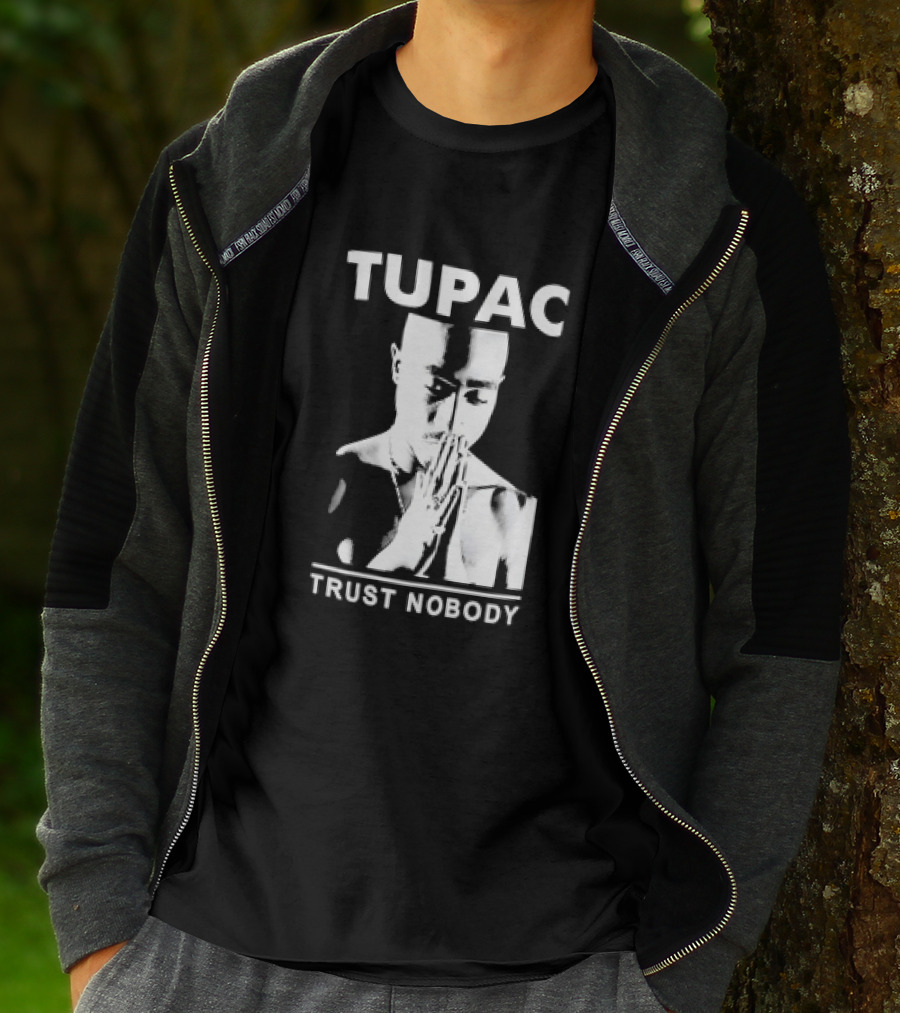 Tupac Trust Nobody Black And White Praying Hands T-Shirt