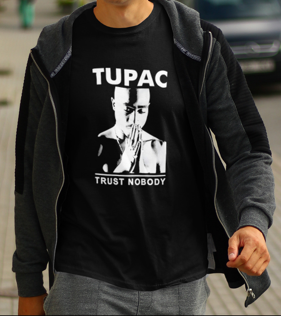 Tupac Trust Nobody Black And White Praying Hands T-Shirt