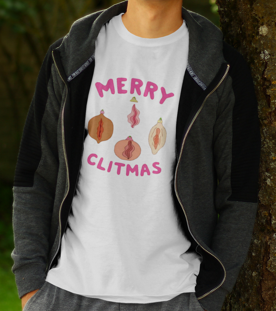 Merry Clitmas Christmas Vagina Ornaments With Santa Hat Decor T-Shirt