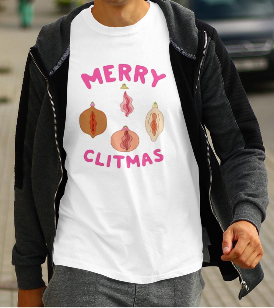 Merry Clitmas Christmas Vagina Ornaments With Santa Hat Decor T-Shirt
