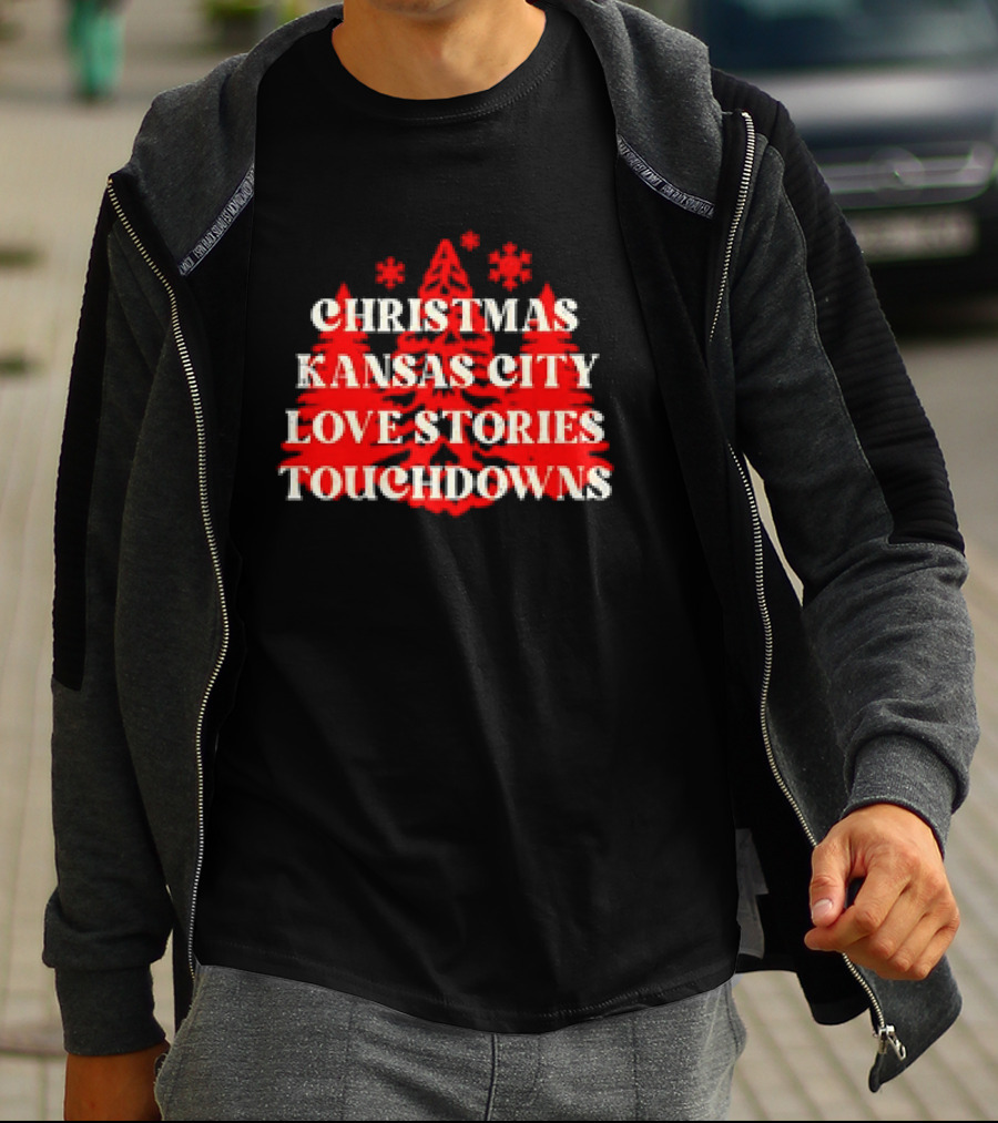 Christmas Kansas City Love Stories Touchdowns T-Shirt