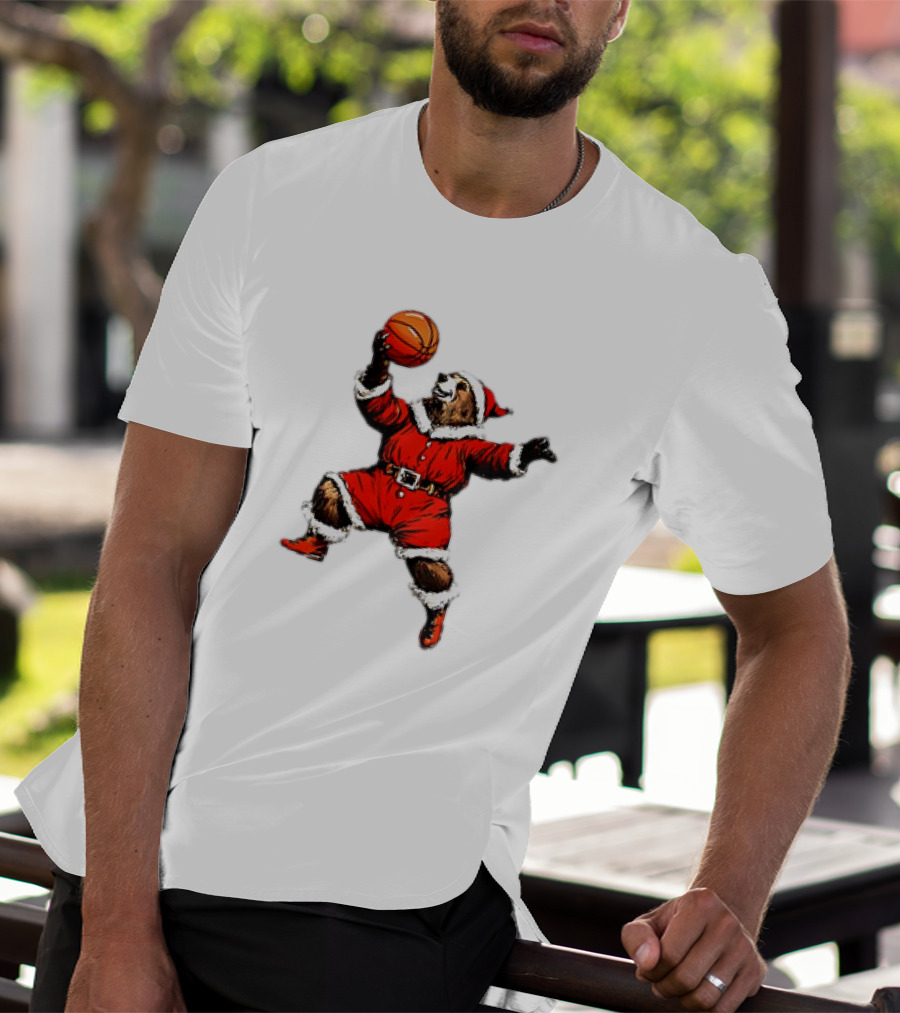 Santa Bear Basketball Holiday T-Shirt