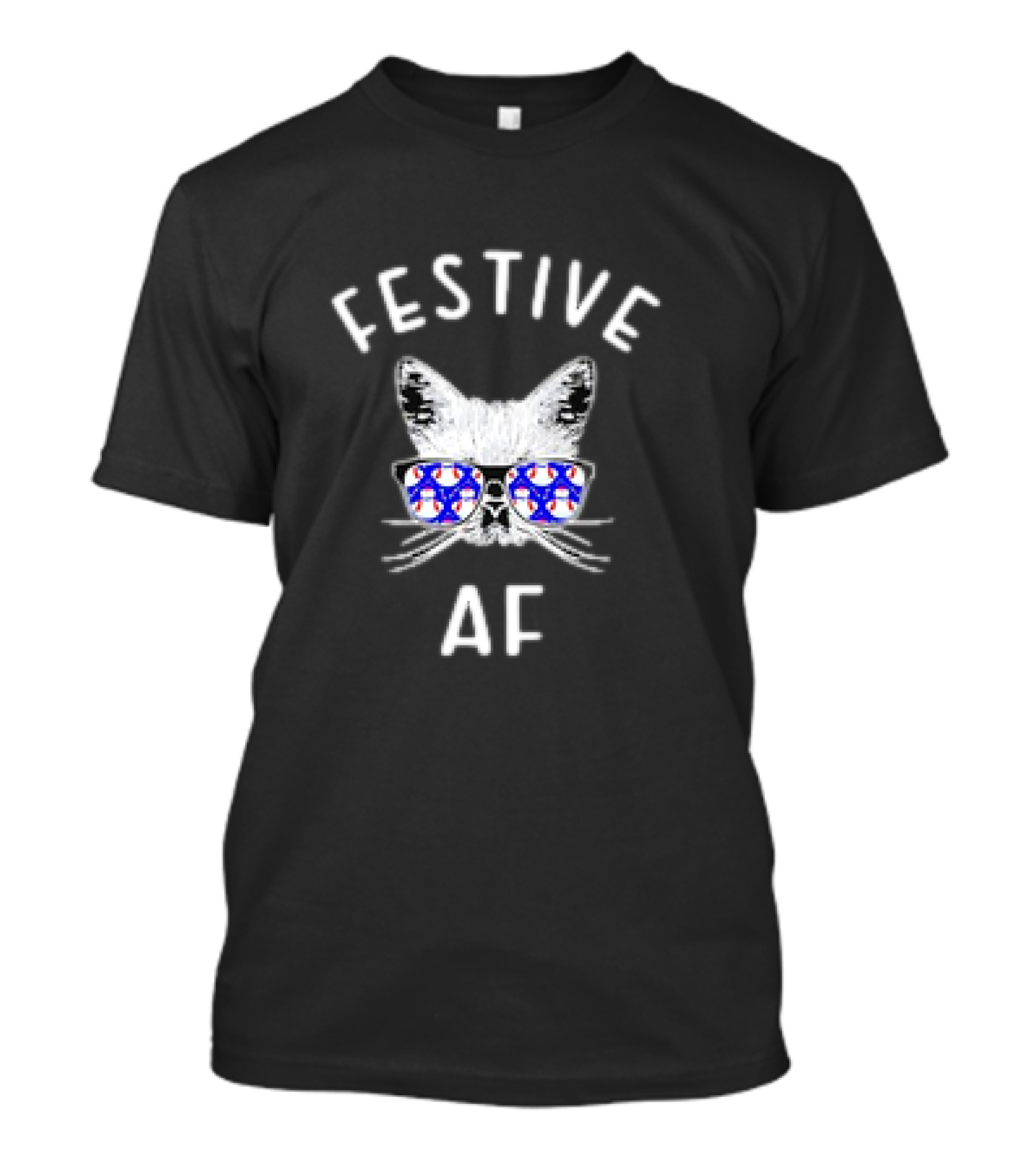 Festive AF Cat With Christmas Snowman Sunglasses T-Shirt