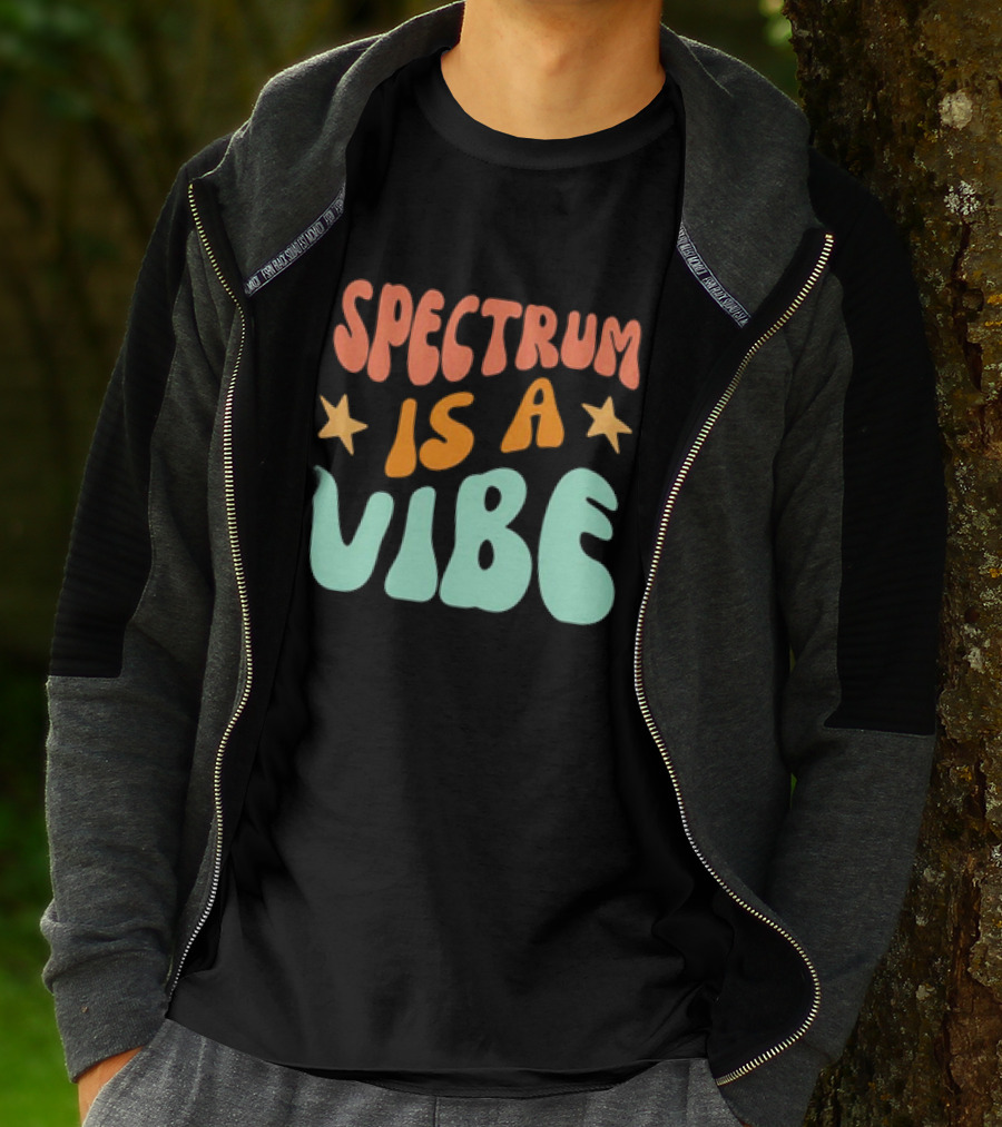 Spectrum Is A Vibe Stars Retro Groovy Text T-Shirt