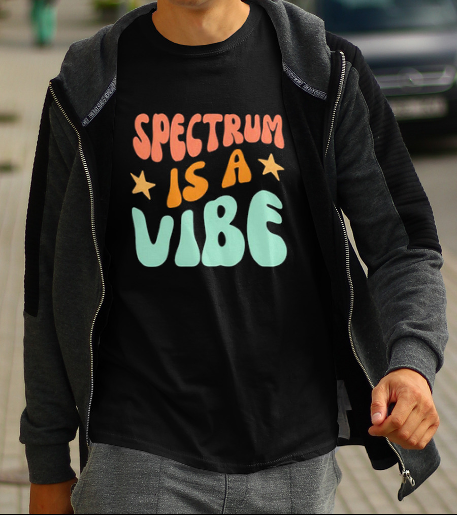 Spectrum Is A Vibe Stars Retro Groovy Text T-Shirt