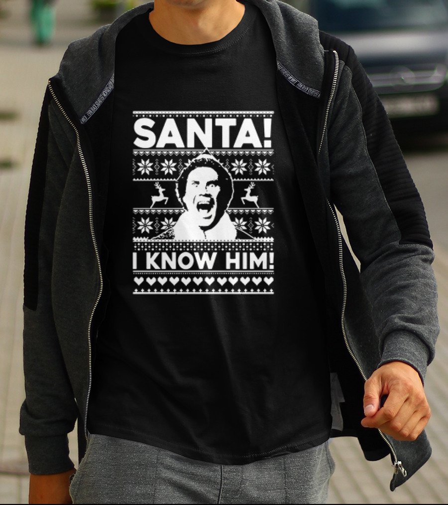 Santa I Know Him Buddy Elf Movie Christmas T-Shirt