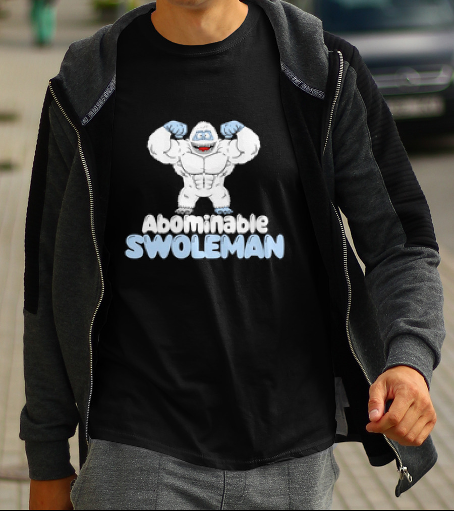Abominable Swoleman Flexing Cartoon Yeti Meme T-Shirt
