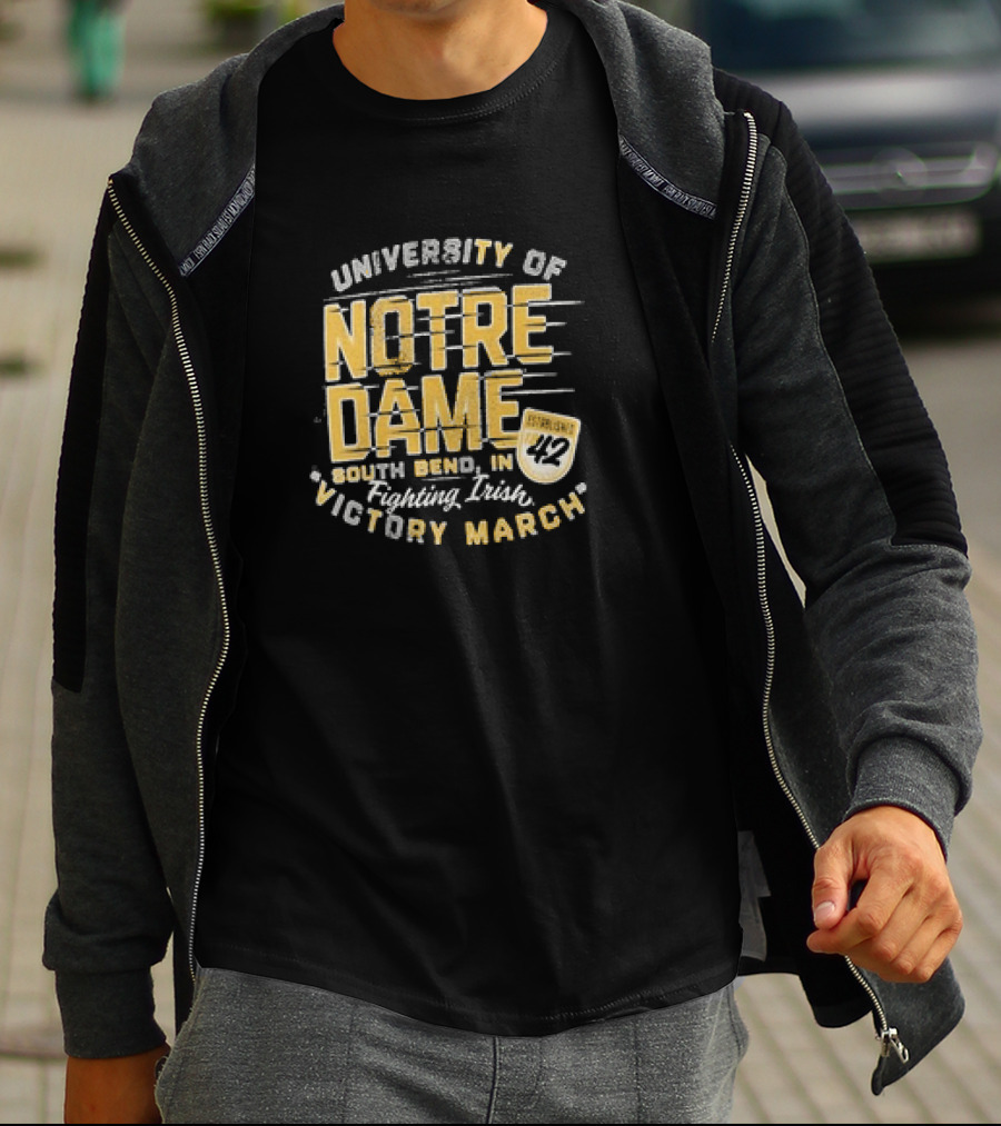 University Of Notre Dame Fighting Irish Victory March South Bend IN Stadium 42 T-Shirt