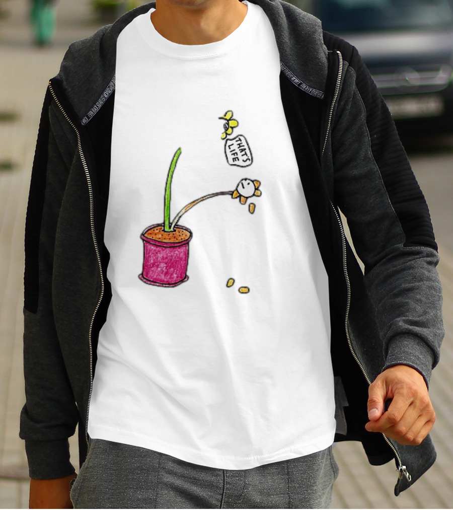 Flowers That's Life Drooping Plant With Bee T-Shirt