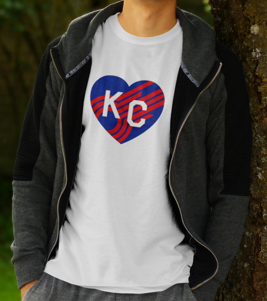 KC Comets Blue Red Striped Heart Love T-Shirt