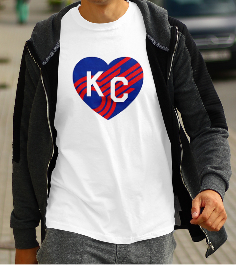 KC Comets Blue Red Striped Heart Love T-Shirt