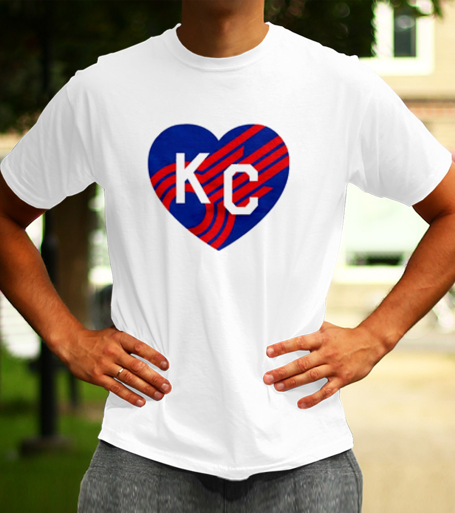 KC Comets Blue Red Striped Heart Love T-Shirt