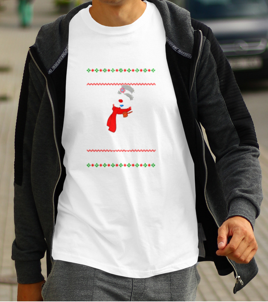 Snowman Santa Hat Red Scarf Christmas T-Shirt