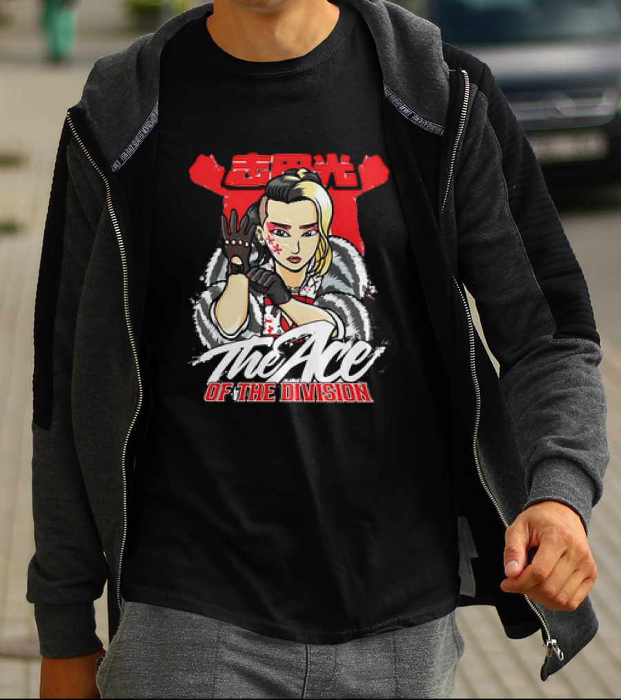 Hikaru Shida The Ace Of The Division Japanese Kanji Red Black Glove T-Shirt