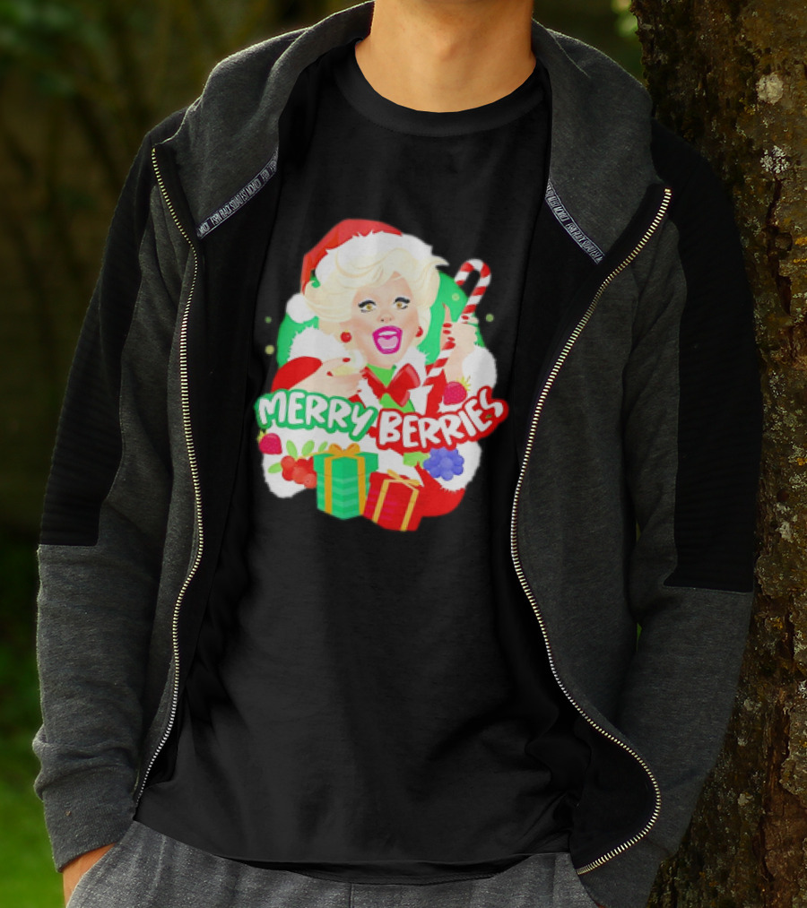 Merry Berries Christmas Santa Hat Candy Cane Gifts T-Shirt