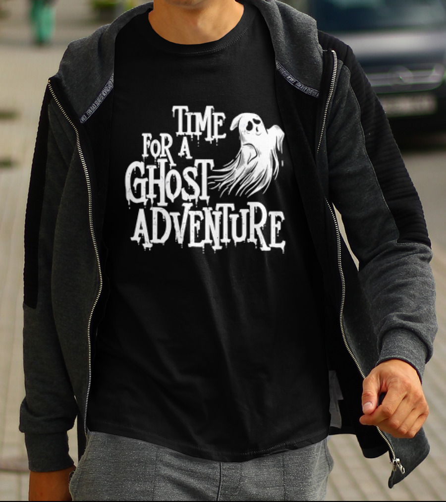 Skeleton Time For A Ghost Adventure With Spooky White Specter T-Shirt