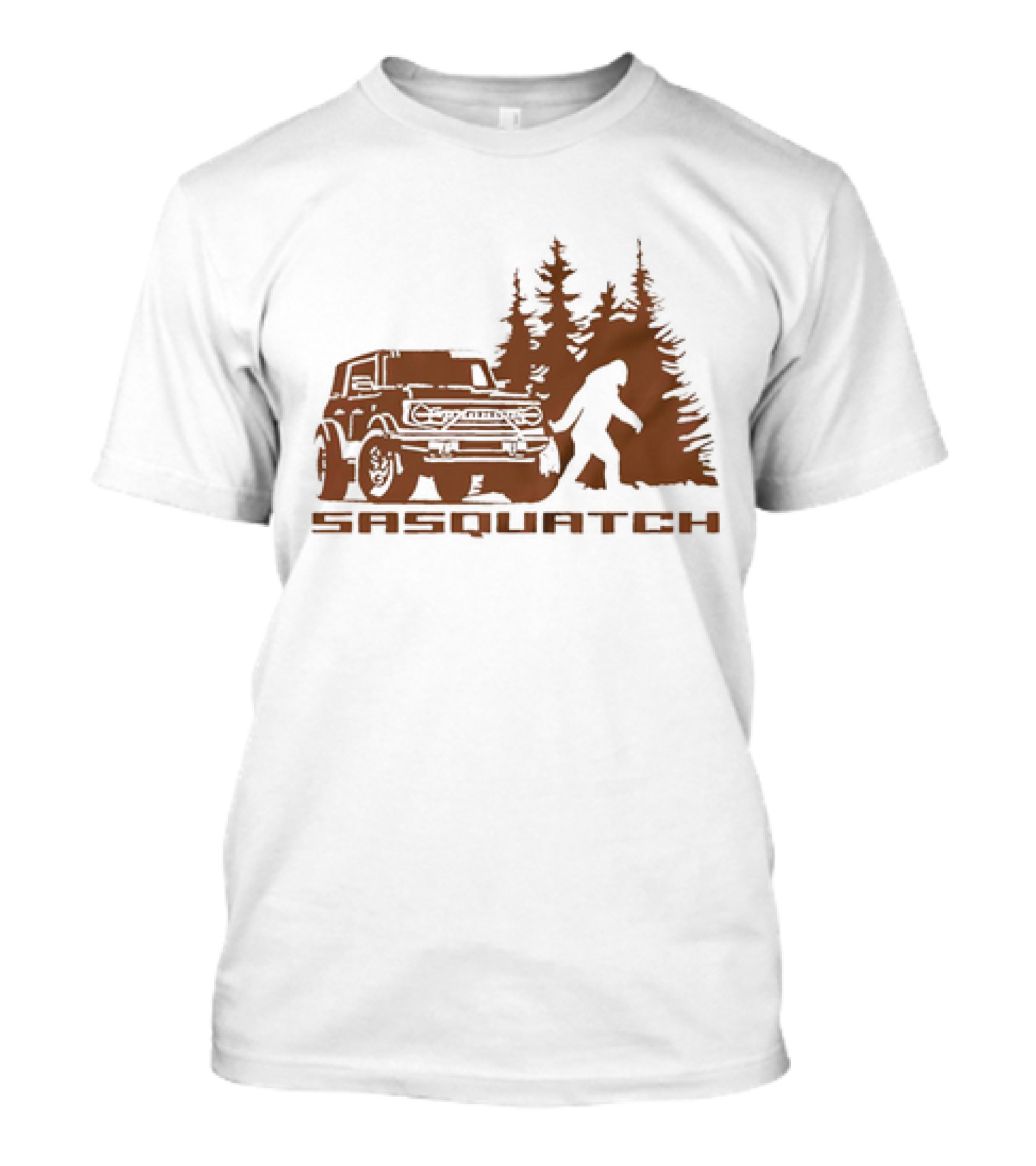 Sasquatch Bigfoot Bronco Truck Forest Scene T-Shirt