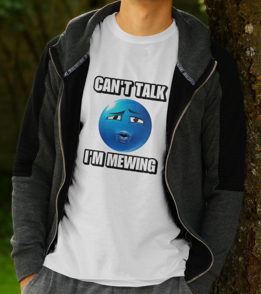 Can't Talk Blue Emoji Mewing Meme T-Shirt