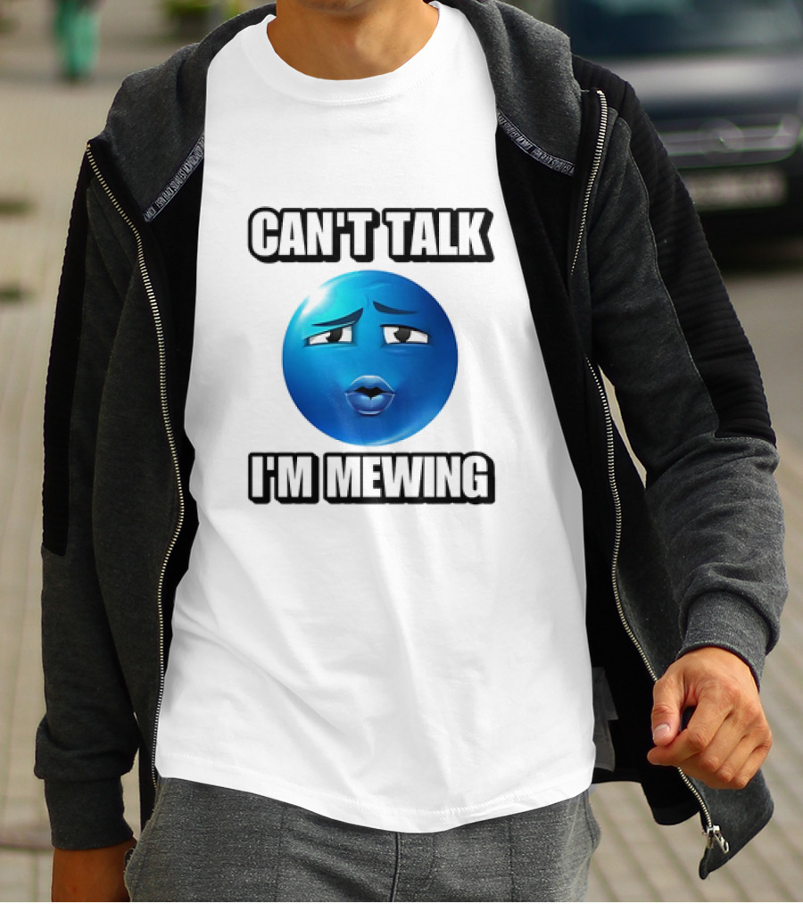 Can't Talk Blue Emoji Mewing Meme T-Shirt