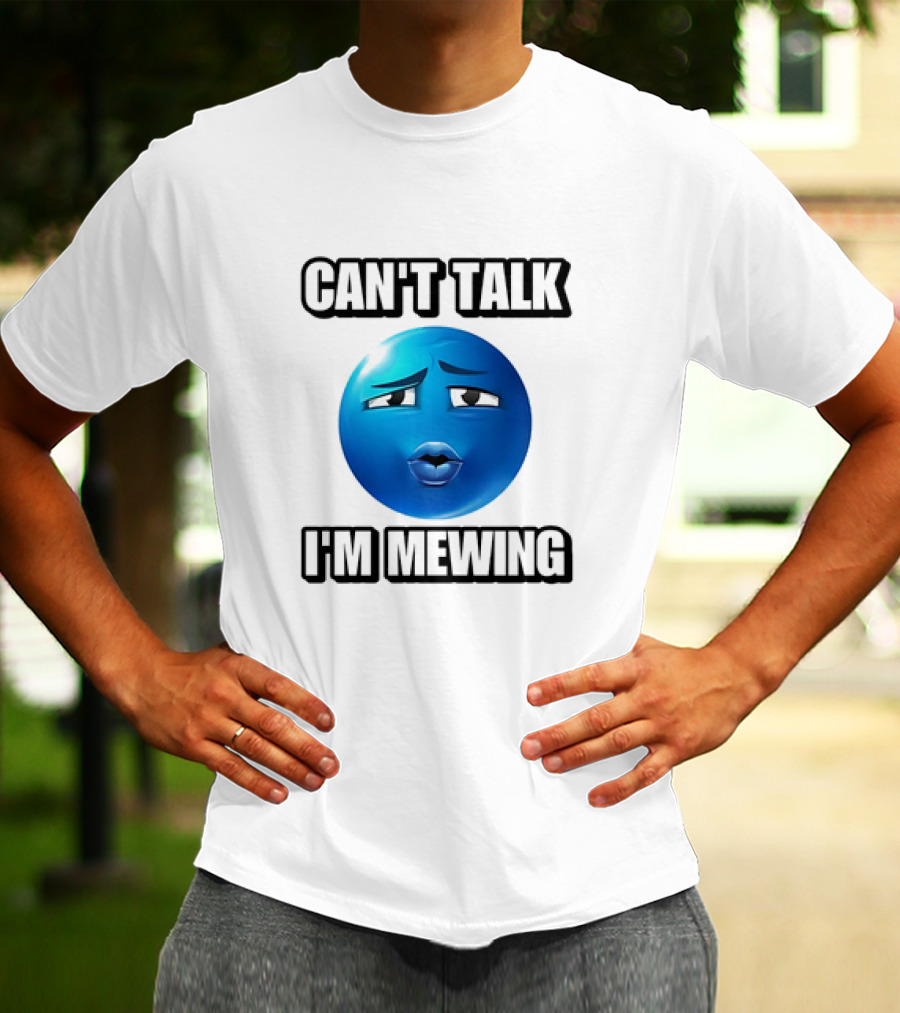 Can't Talk Blue Emoji Mewing Meme T-Shirt