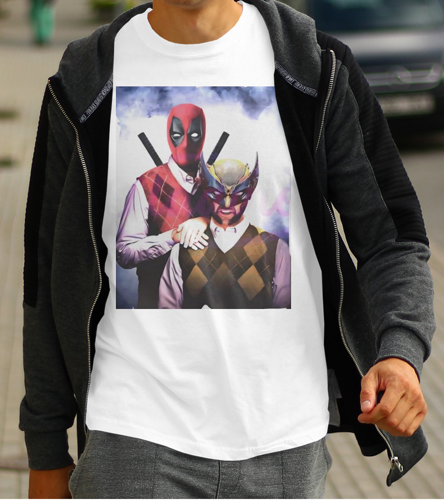Retro Deadpool And Wolverine Step Brothers Iconic Parody Image T-Shirt
