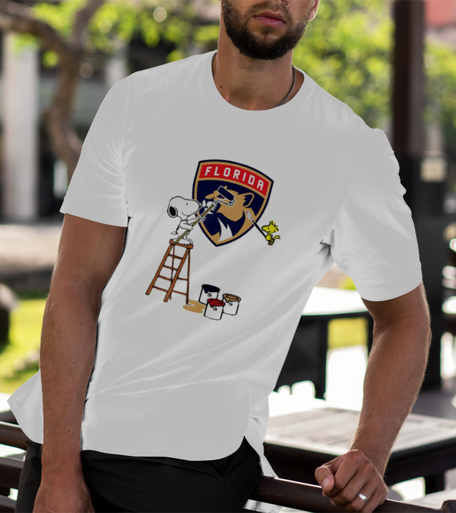 Snoopy And Woodstock Painting Florida Panthers T-Shirt