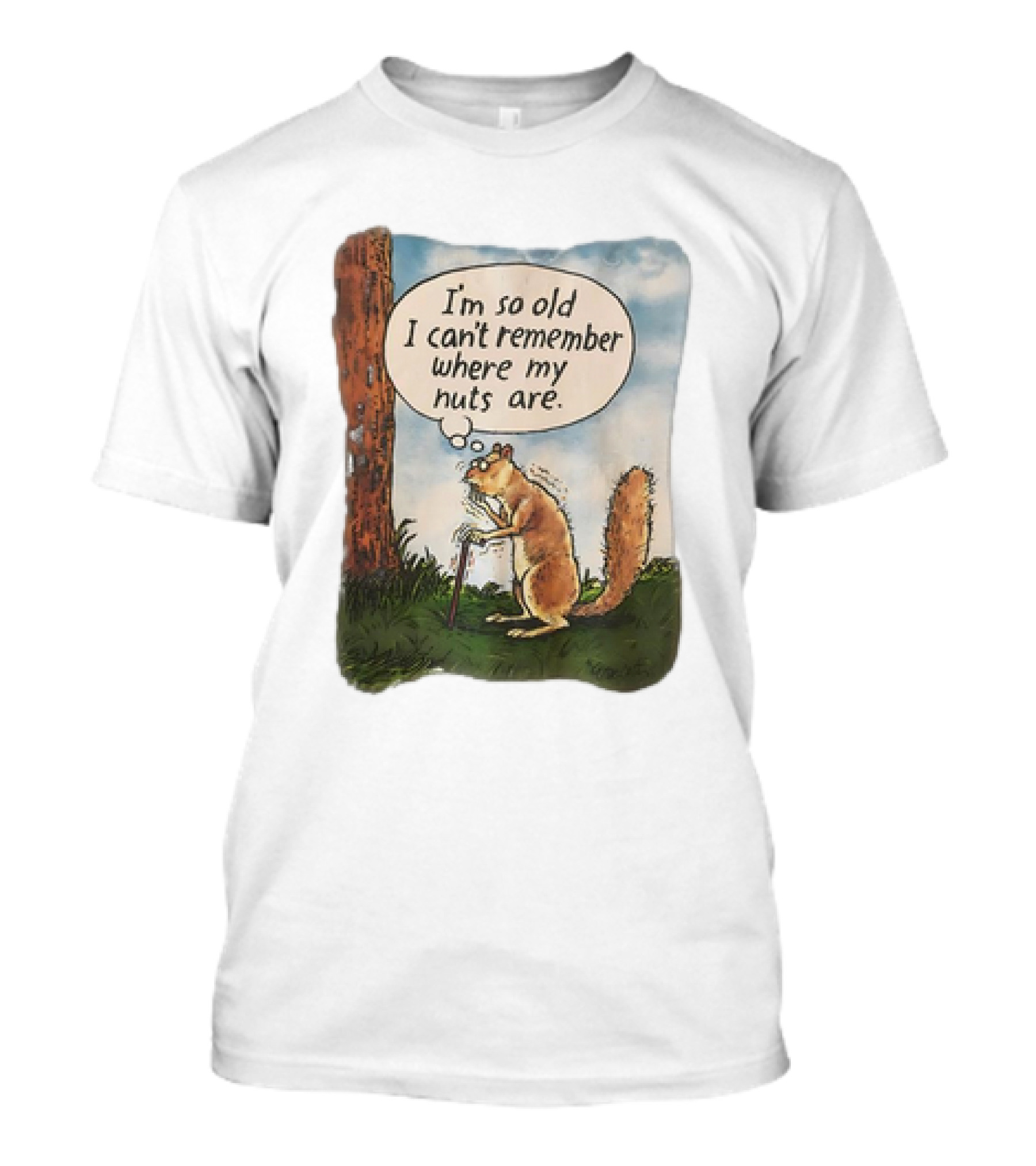 Squirrel I'm So Old I Can't Remember Where My Nuts Are Funny Comic T-Shirt