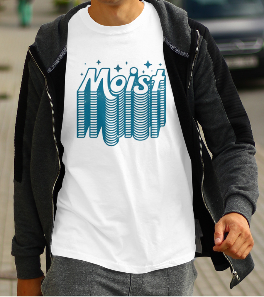 Moist 3D Text With Stars V2 T-Shirt