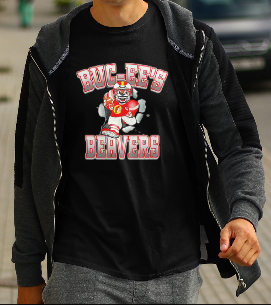 Buc-Ee’s Beavers Football Mascot Running With Ball T-Shirt