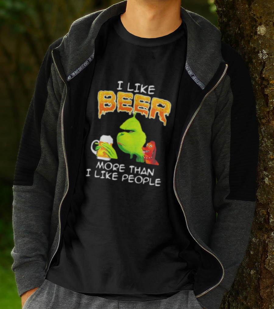 Grinch I Like Beer More Than I Like People With Dog Iconic T-Shirt