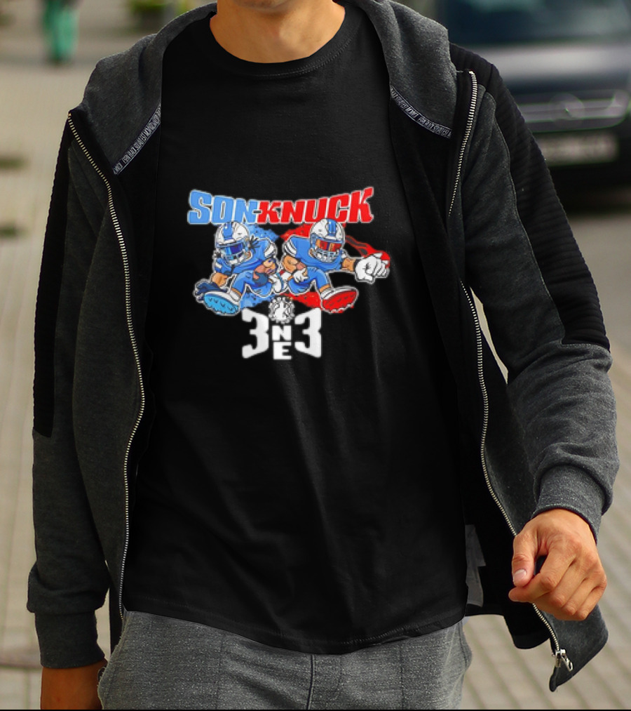 Son-Knuck 3NE3 Detroit Lions Inspired Football Characters T-Shirt