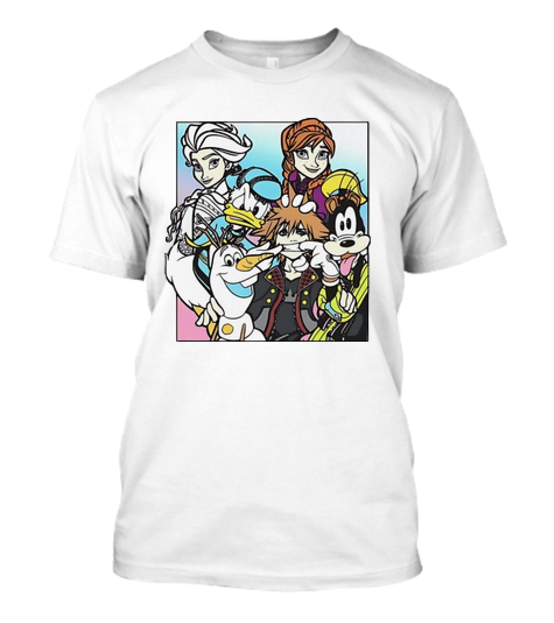 Disney Kingdom Hearts Frozen Characters Crossover T-Shirt