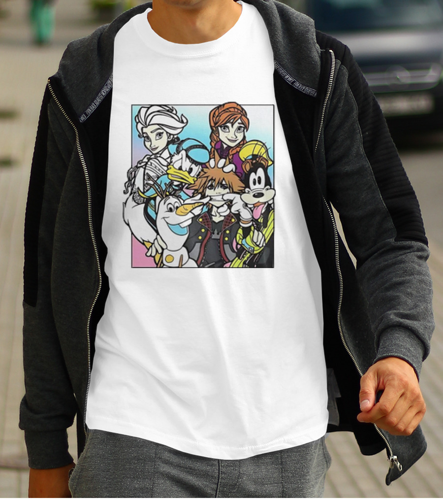 Disney Kingdom Hearts Frozen Characters Crossover T-Shirt