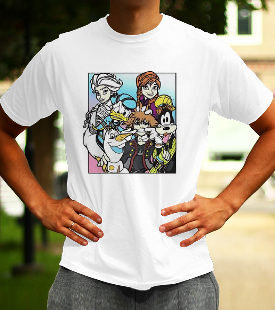 Disney Kingdom Hearts Frozen Characters Crossover T-Shirt