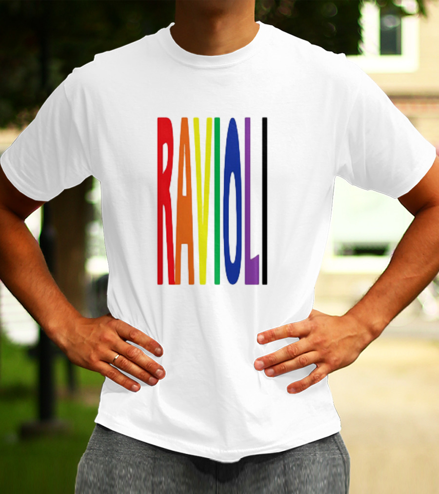 Ravioli Rainbow Colorful Block Letters T-Shirt