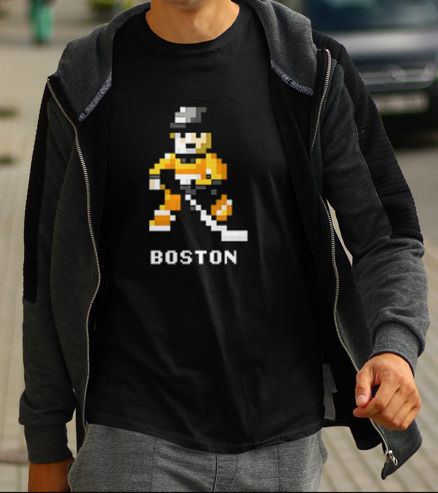 Boston Pixelated Hockey Player T-Shirt