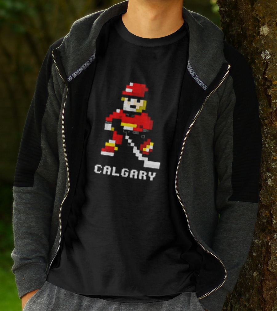 Calgary Hockey Pixelated Player T-Shirt