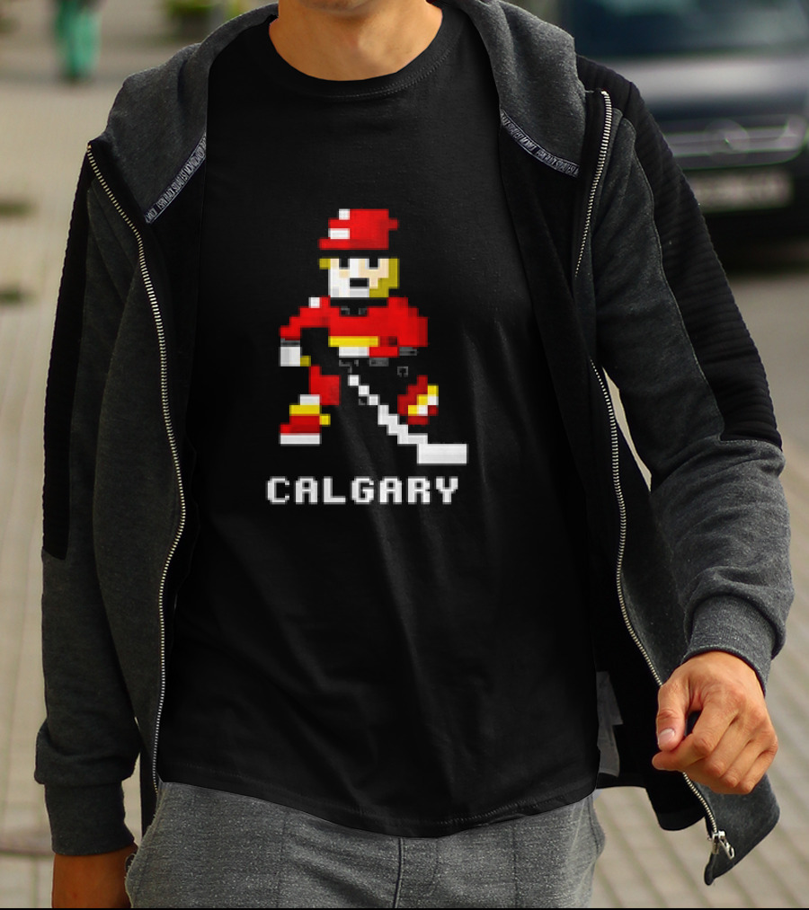 Calgary Hockey Pixelated Player T-Shirt