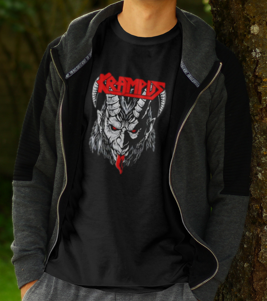 Scerry Krampus Christmas Krampus Horned Demon Face T-Shirt