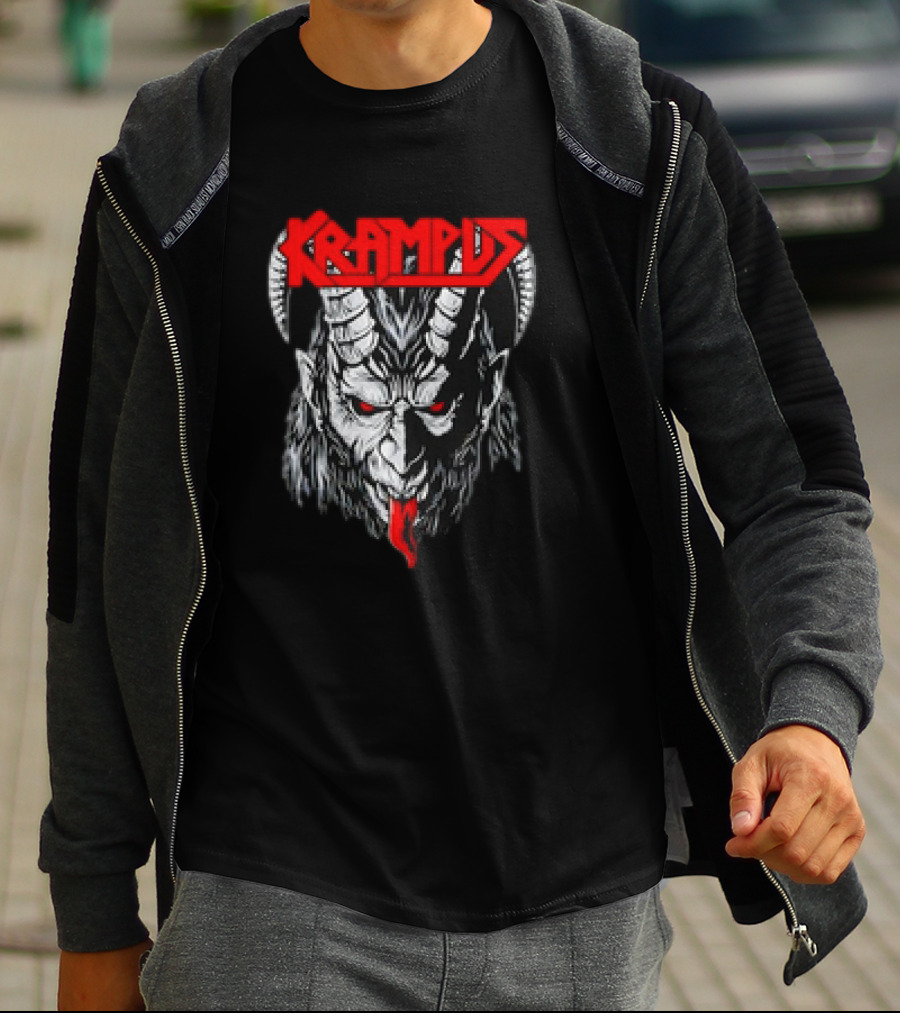 Scerry Krampus Christmas Krampus Horned Demon Face T-Shirt