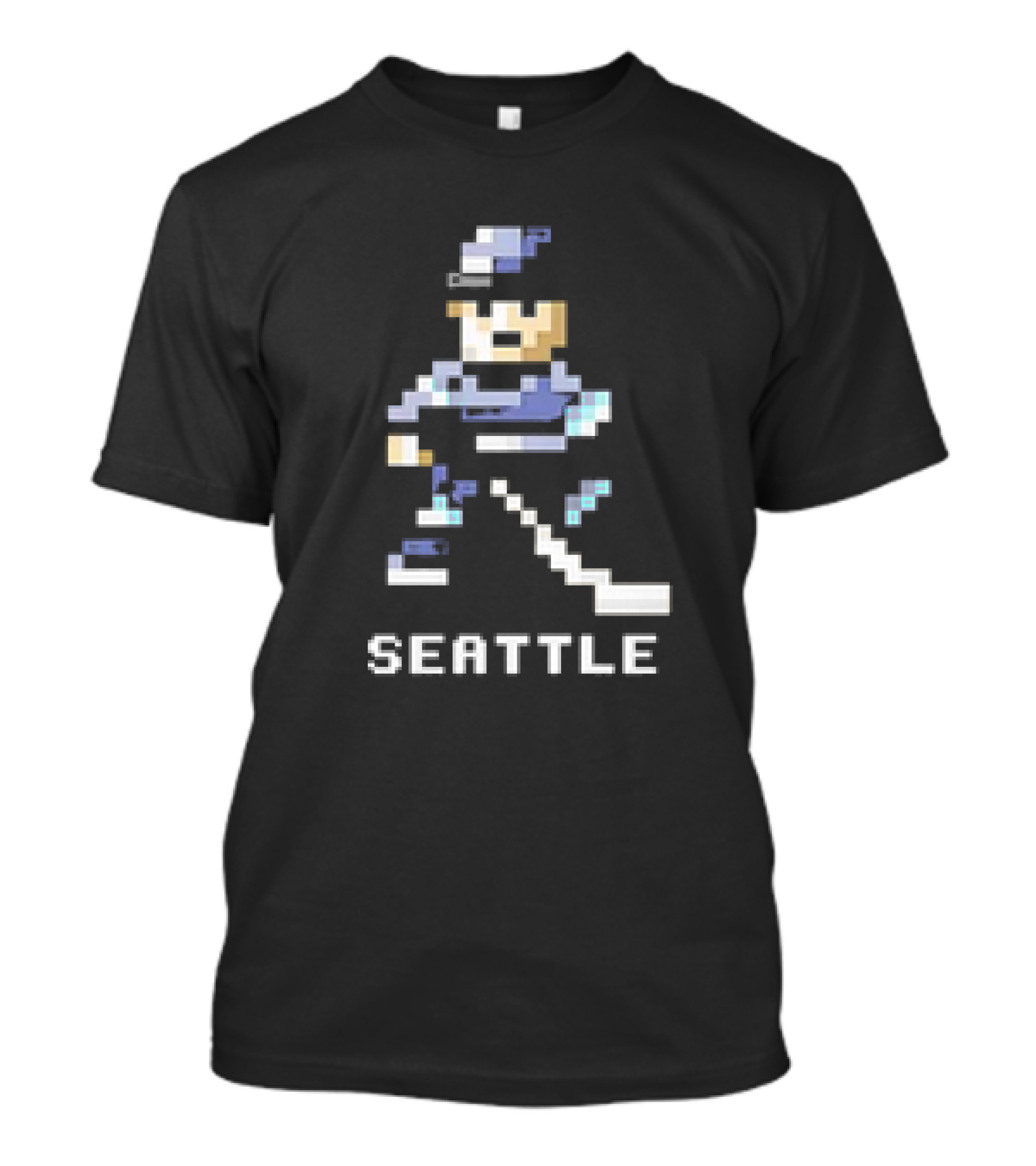 Seattle 8-Bit Hockey Pixel Art Player T-Shirt