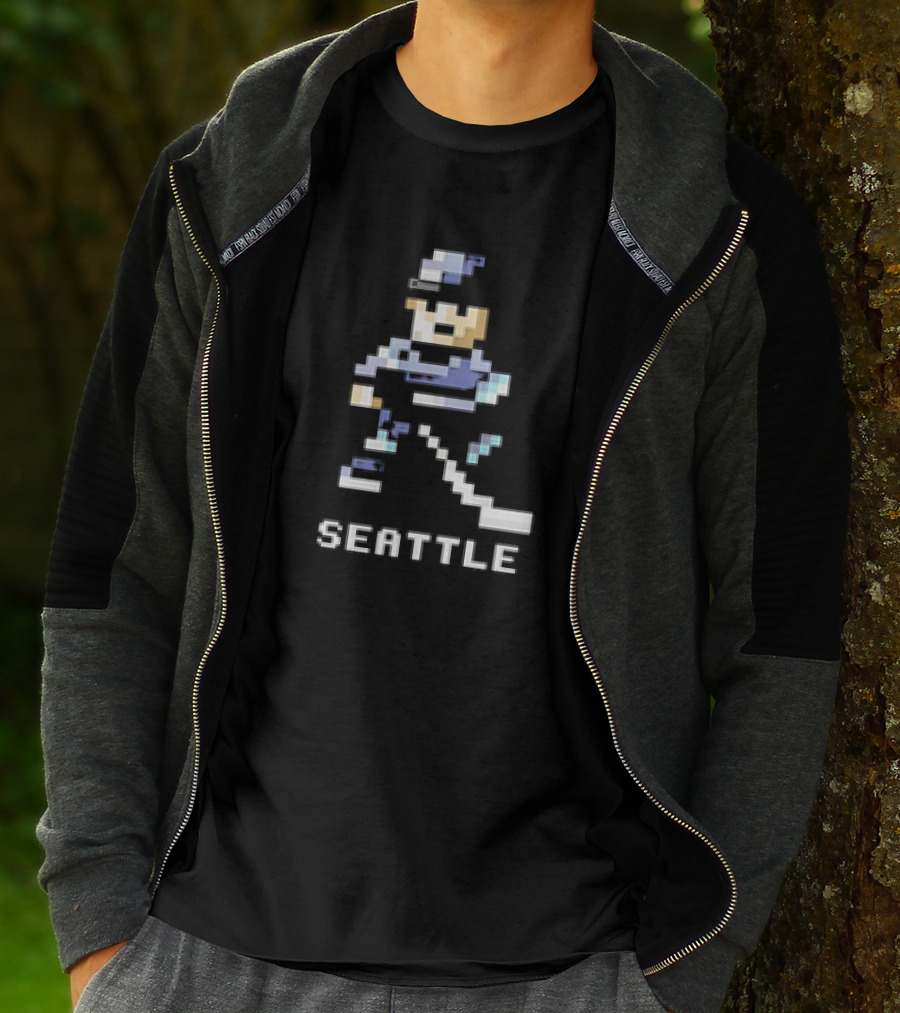 Seattle 8-Bit Hockey Pixel Art Player T-Shirt