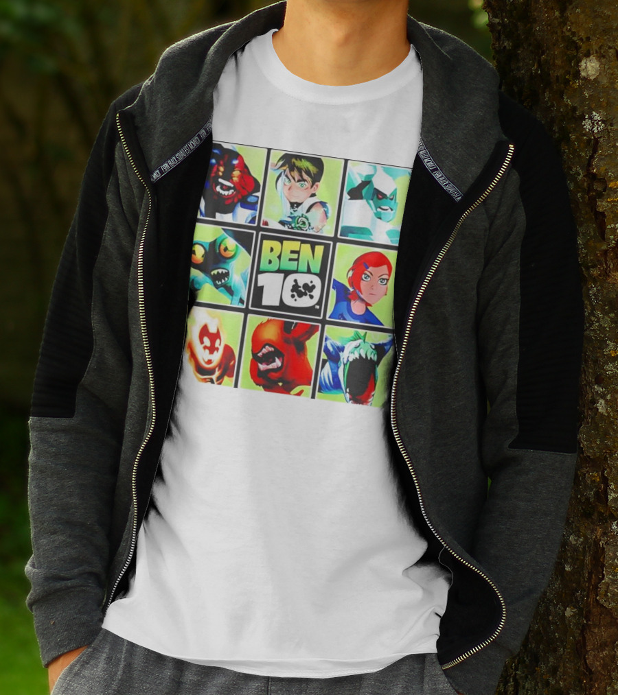 Ben 10 Alien Forms Panels Featuring Iconic Characters And Creatures T-Shirt