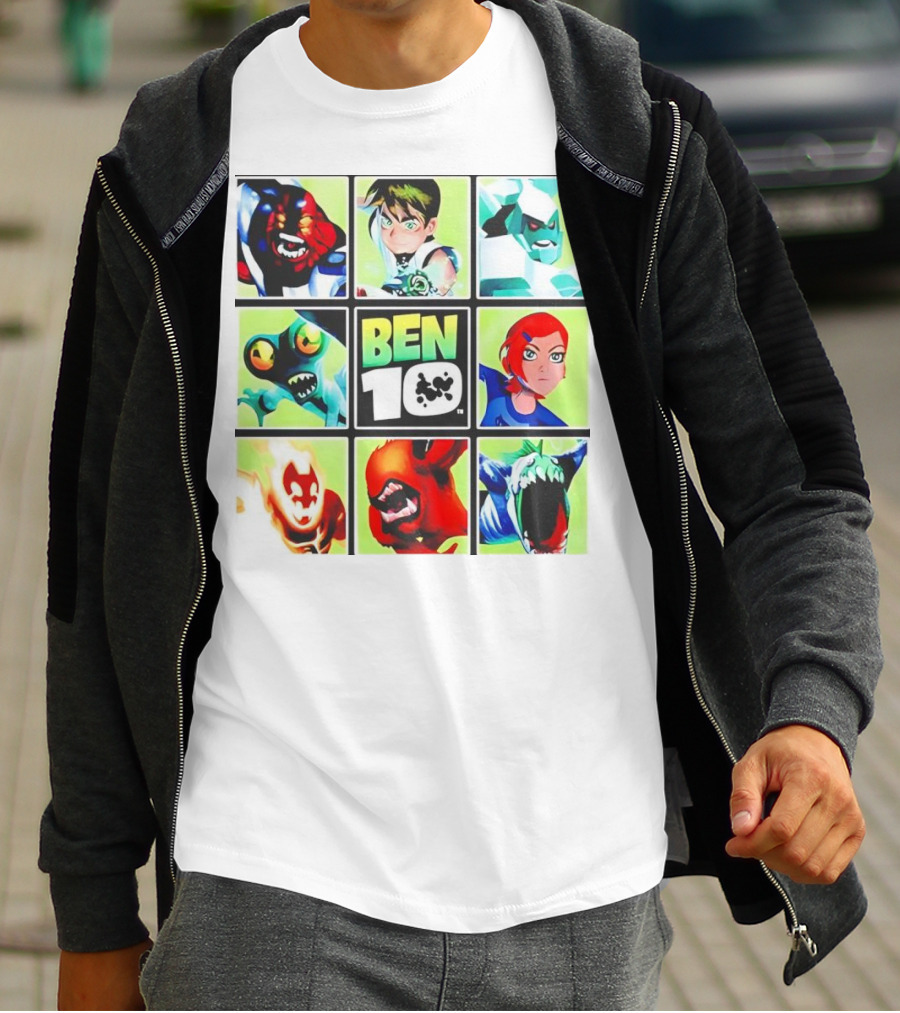 Ben 10 Alien Forms Panels Featuring Iconic Characters And Creatures T-Shirt