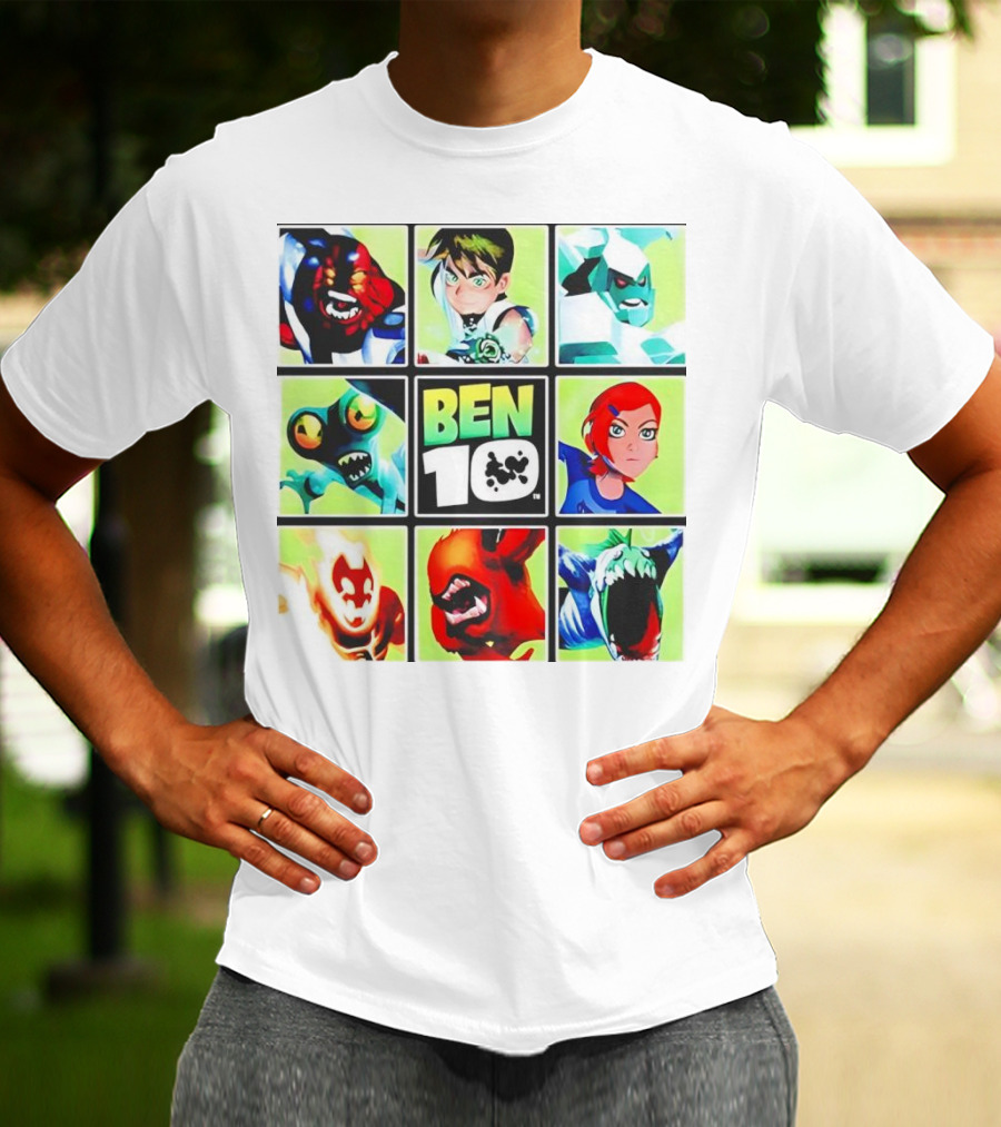 Ben 10 Alien Forms Panels Featuring Iconic Characters And Creatures T-Shirt